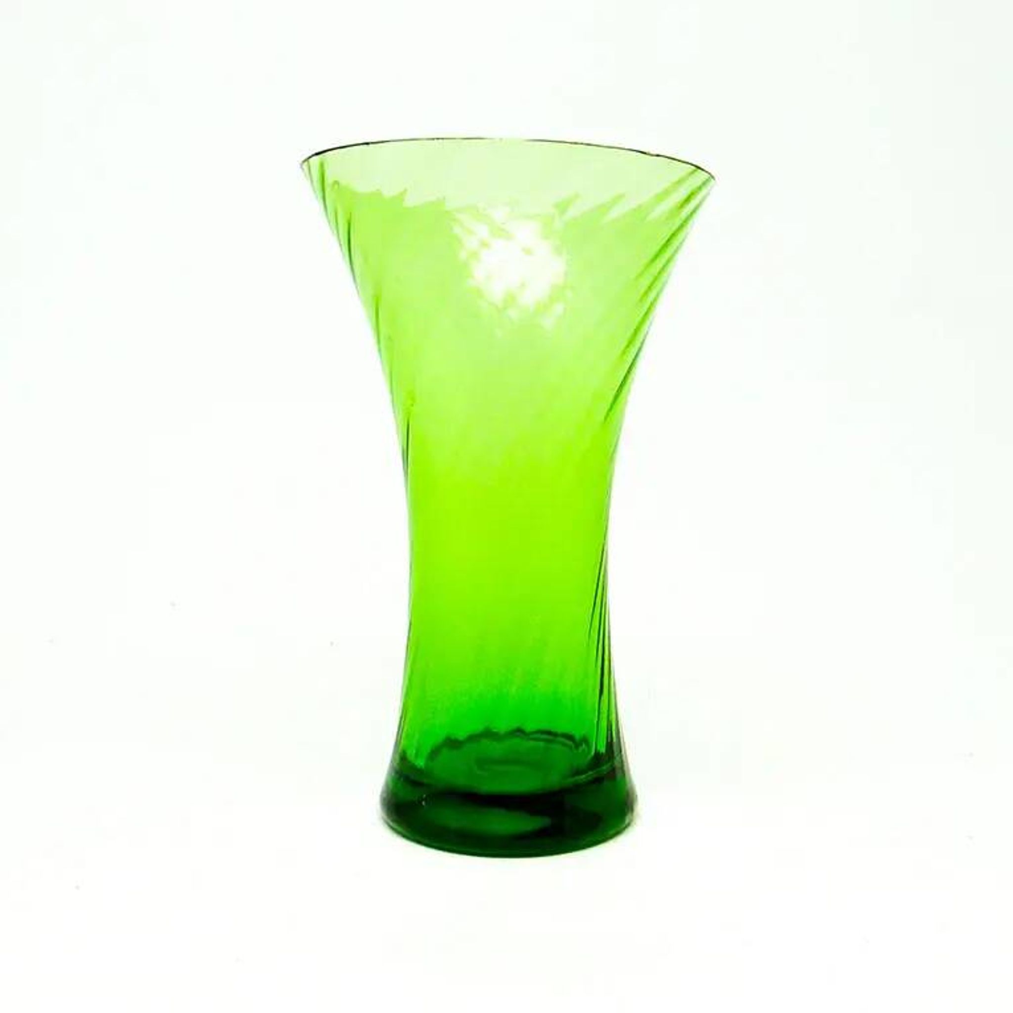 Postmodern vase, green glass, Huta Hortensja, Poland, 1970s
