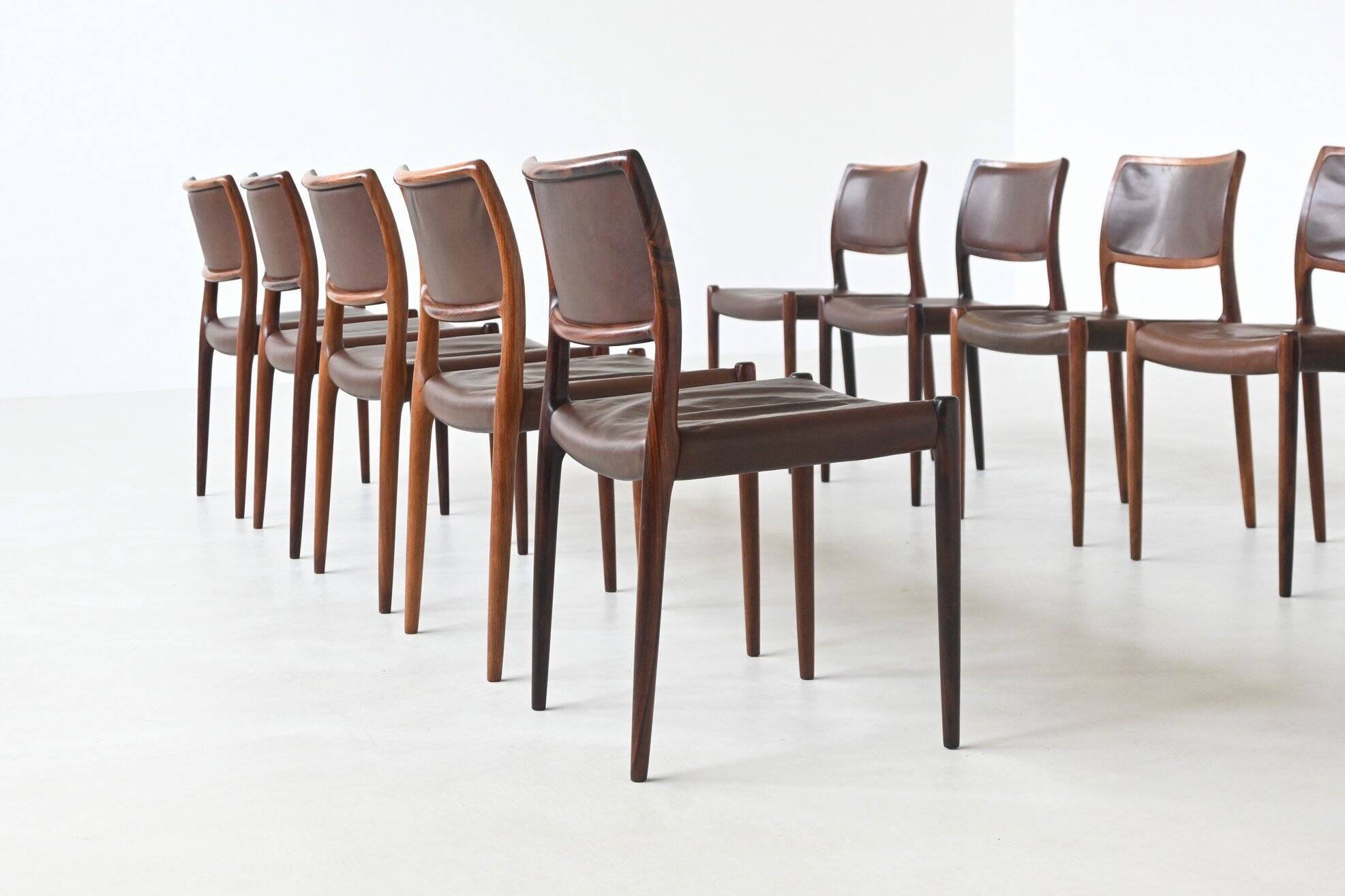 Niels Otto Moller model 80 dining chairs in rosewood Denmark 1960