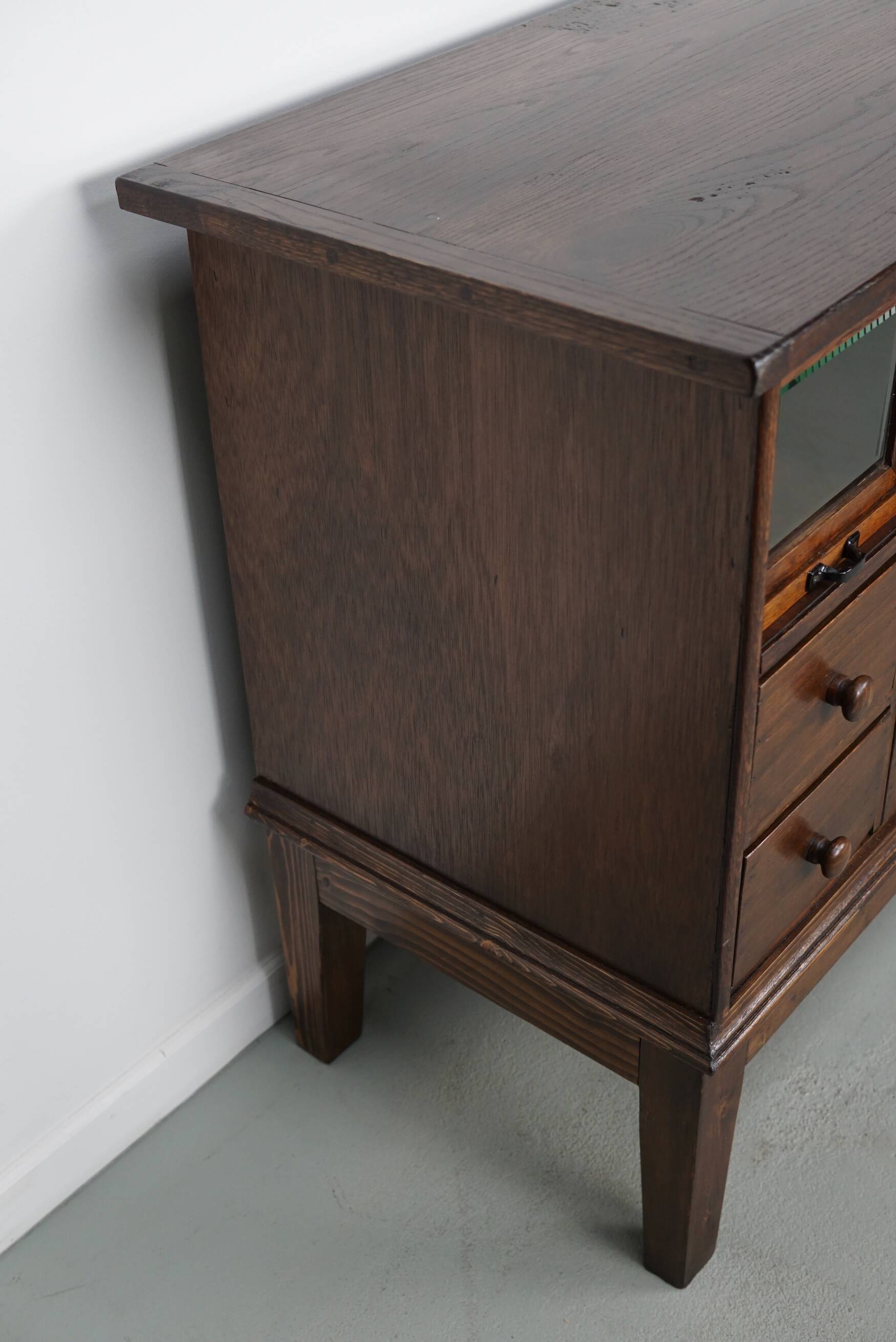 Antique German Oak Haberdashery Shop Cabinet, 1920/30s