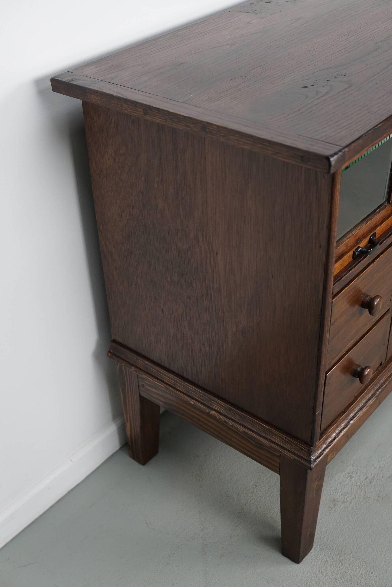 Antique German Oak Haberdashery Shop Cabinet, 1920/30s