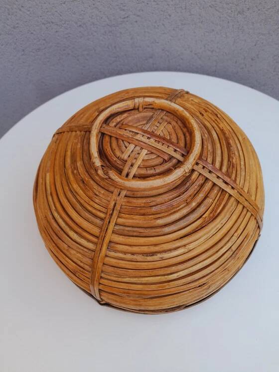 Rattan and brass basket 1970