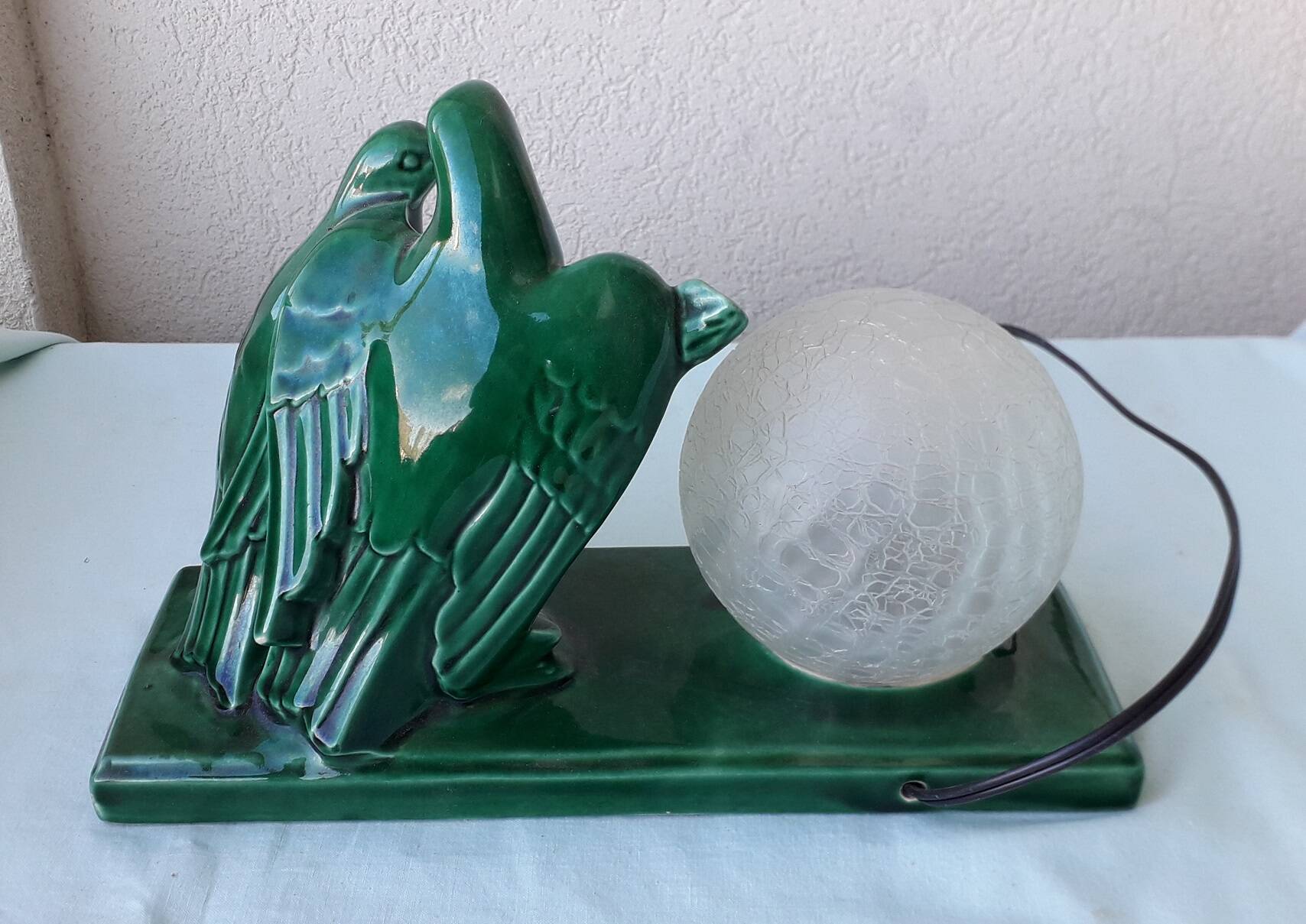 Green ceramic bedside lamp