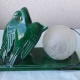Green ceramic bedside lamp