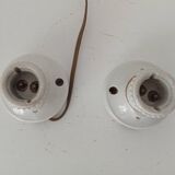 Pair of antique industrial porcelain wall lights