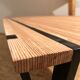 Multiline beech design table and matte black steel