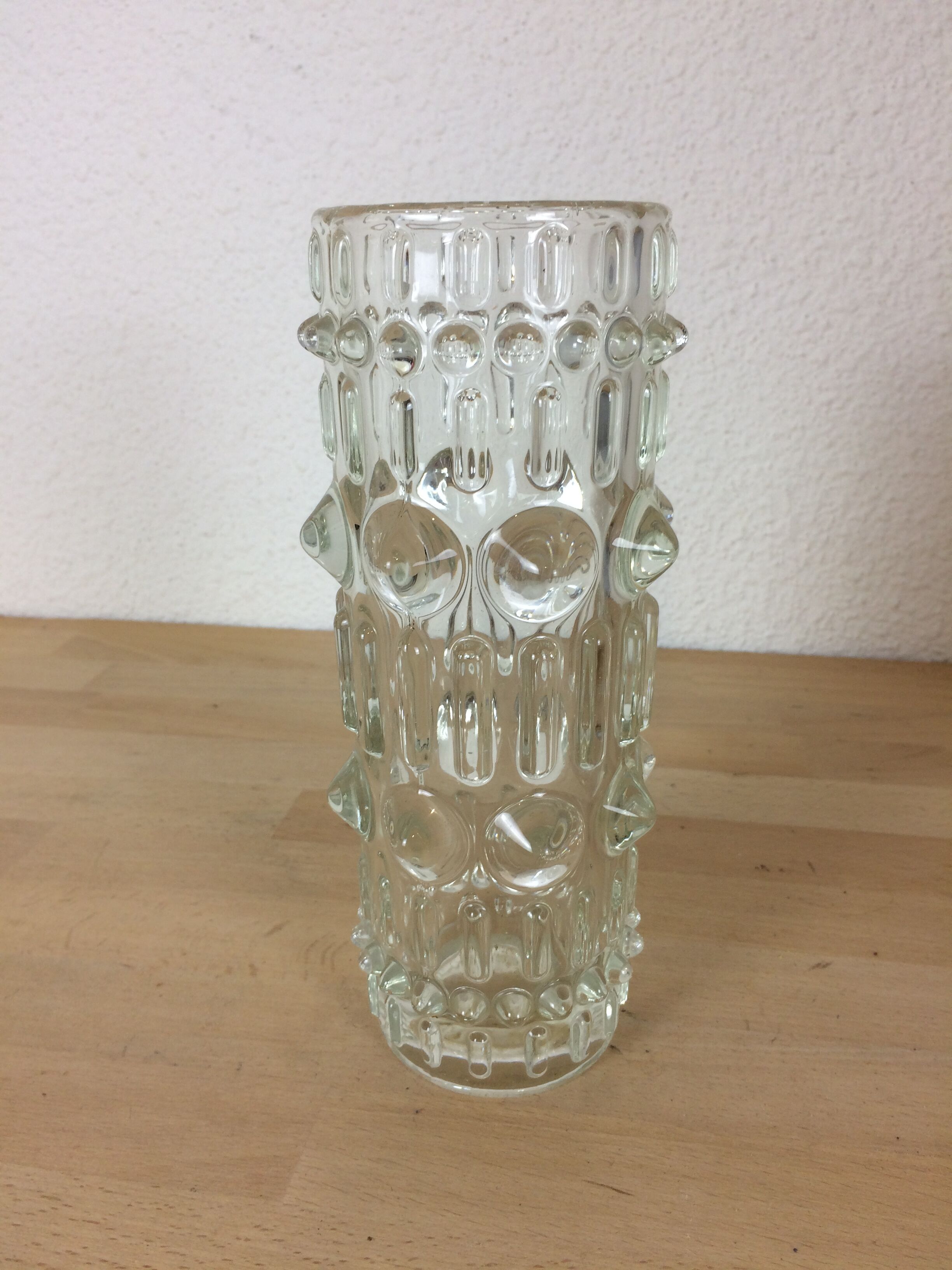 Roll vase by Frantisek Peceny for Sklo Union in pressed glass.