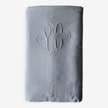 Antique linen towel monogrammed YC 180 x312 cm