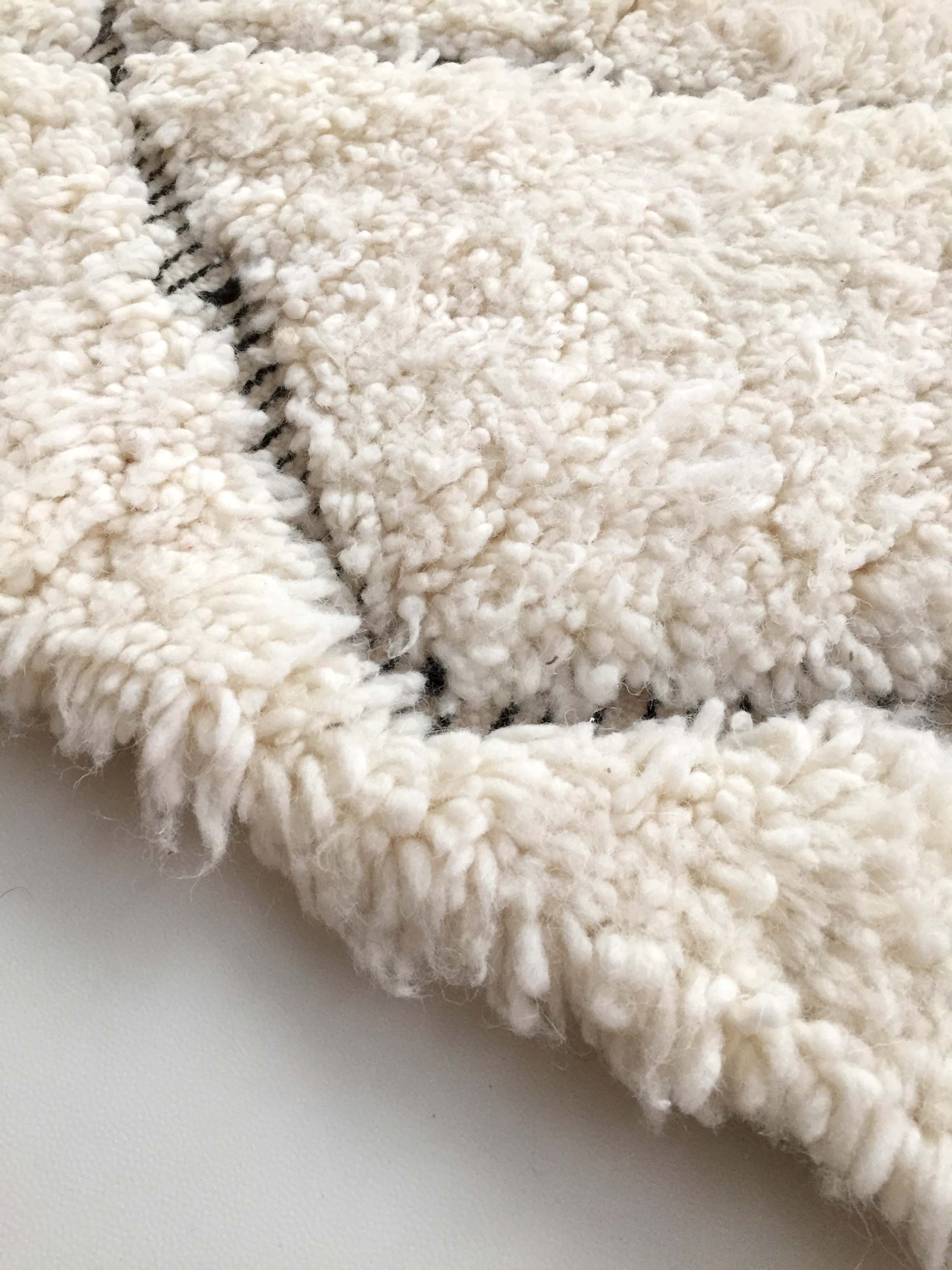 Moroccan Berber carpet blessed ouarain ecru with black diamonds engraved 284x198cm