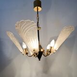 Italian murano glass chandelier hollywood regency design , 1970’s