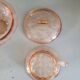 Ensemble 2 tasses + sucrier en verre rose