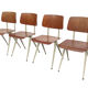 Lot of 4 vintage school chairs Galvanitas S16 Netherlands