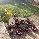 Coffee or tea service in enameled ceramic by Marius Giuge, artisan potter in Vallauris,