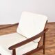 Mid-Century Danish Wood & Linen Lounge Chairs, Set of 2, 1960s.