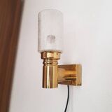 Brass applique with 1970 glass lampshade