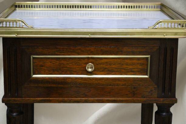 Pair of Louis XVI Style Nightstands with White Carrara Marble