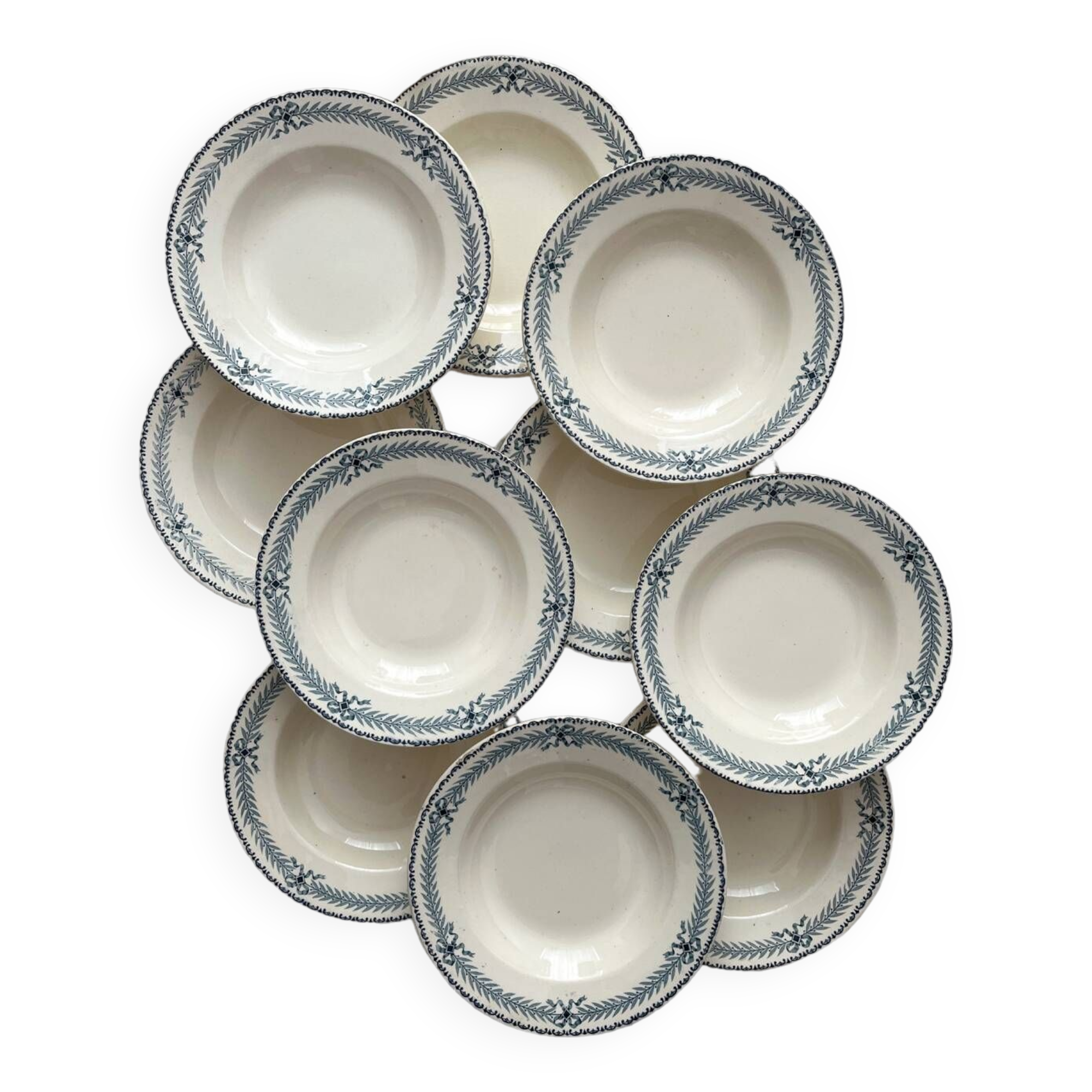 10 deep iron earthenware plates “Chinon” Choisy le Roi