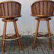 Pair of bamboo bar stools full canned colonial style 1960