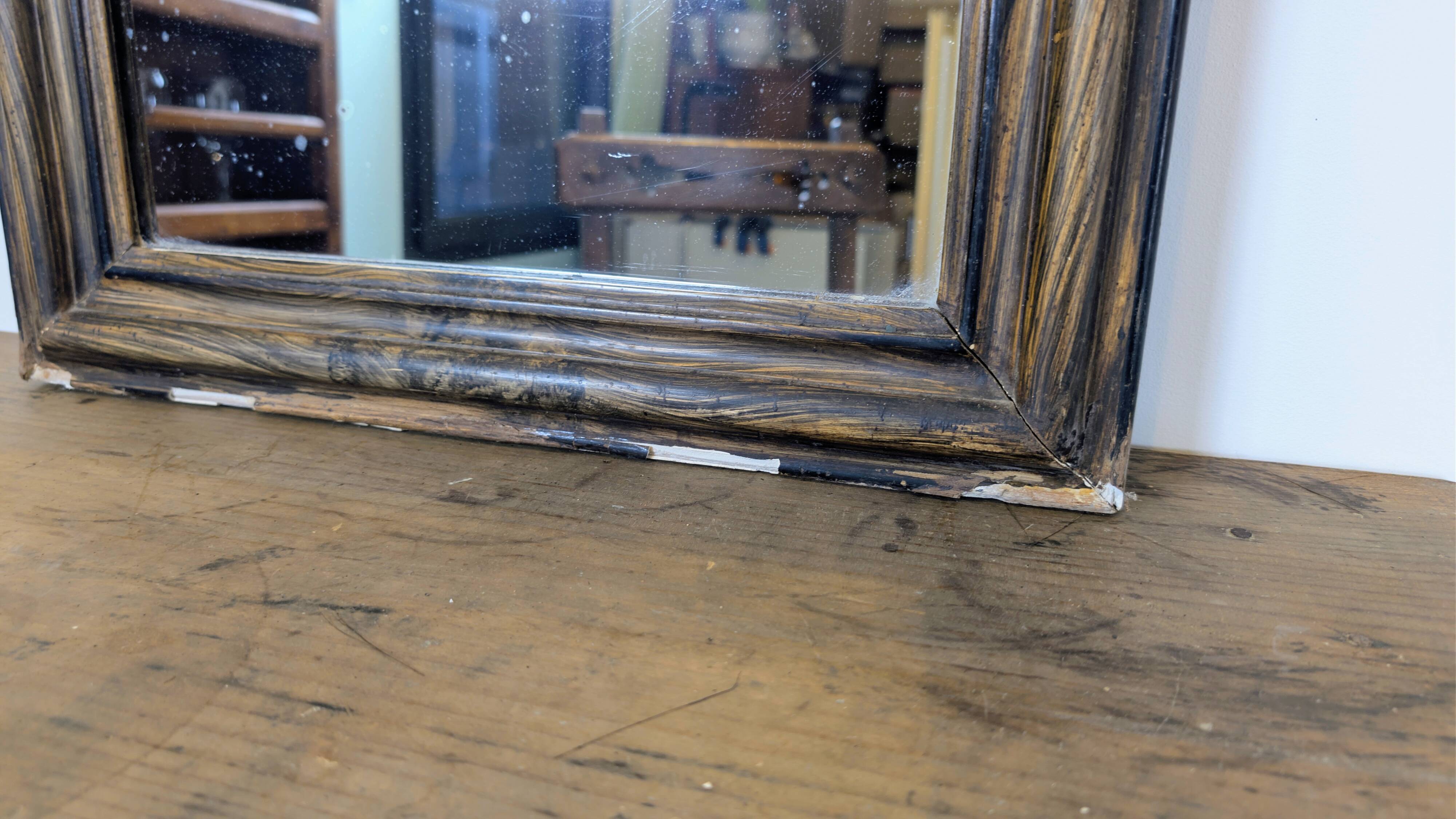Antique Louis-Philippe style mirror with a marble frame 60 x 48 cm