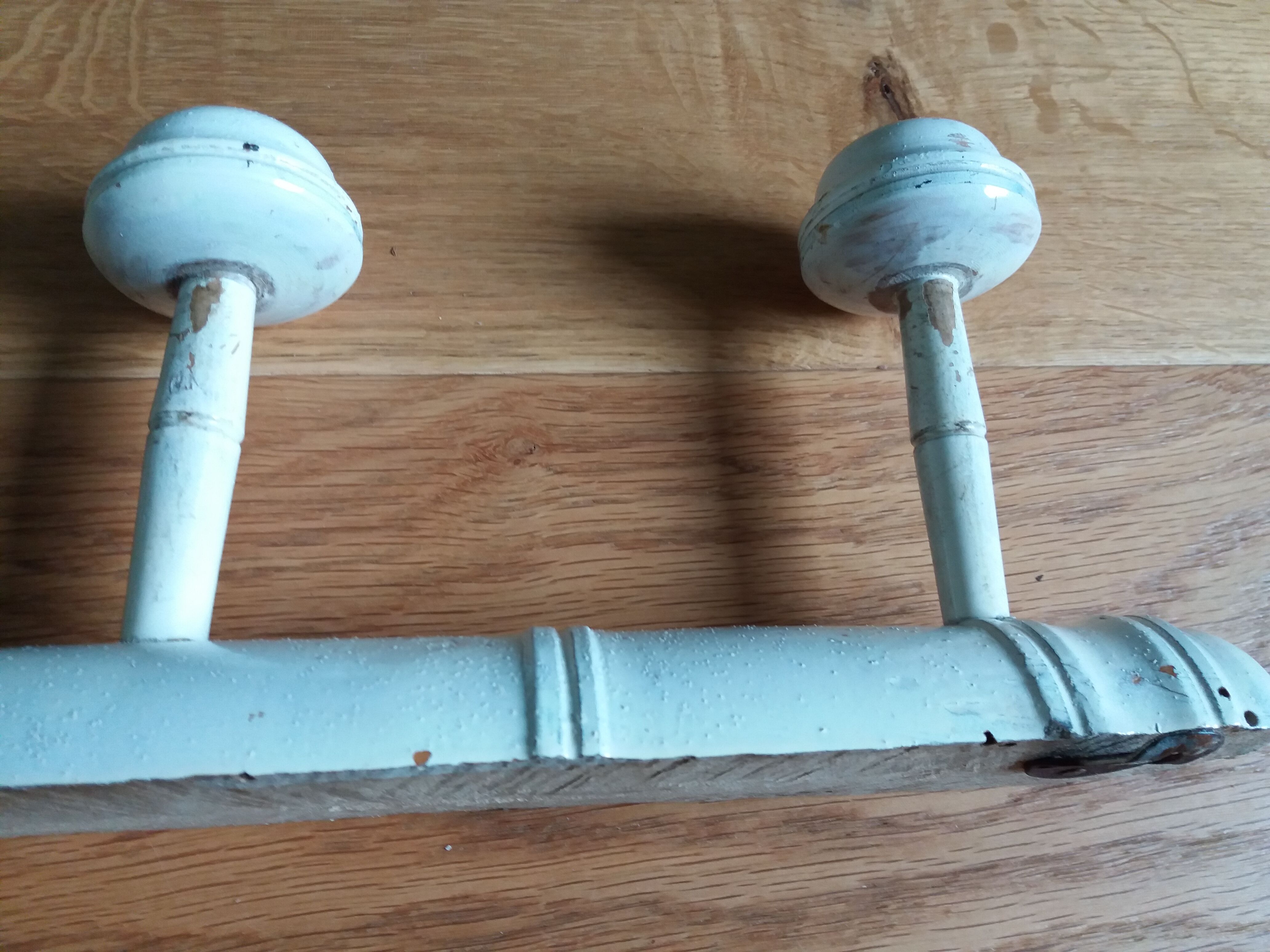 Coat rack three wooden hooks turned bamboo way