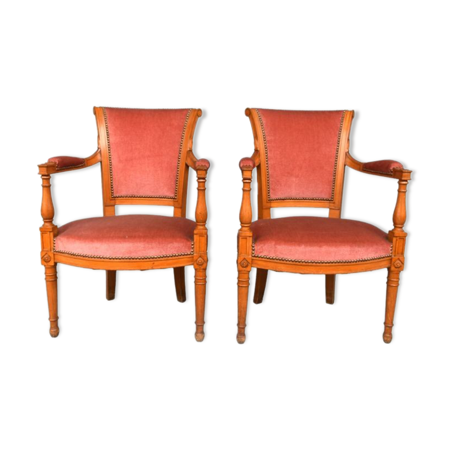 Paire de fauteuils style directoire en merisier velours