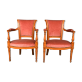 Paire de fauteuils style directoire en merisier velours