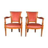 Pair of board-style chairs in velvet cherry