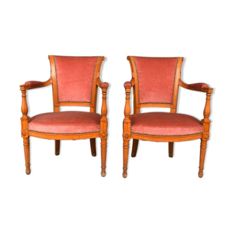 Pair of board-style chairs in velvet cherry