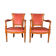 Paire de fauteuils style directoire en merisier velours