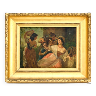 19th century Spanish school.drunkenness.framed oil on canvas