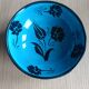 Bol coupelle faïence bleu décor floral