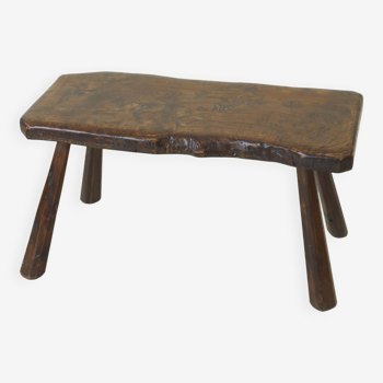 Table basse / banc en bois (chêne) massif vintage brutaliste circa 1960