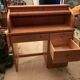Pine desk with sliding wooden curtain