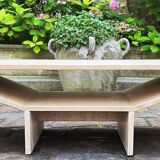 Travertine coffee table - 70s - brutalist and minimalist - Italy
