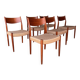 Set of 6 Fristho chairs in teak and rope.