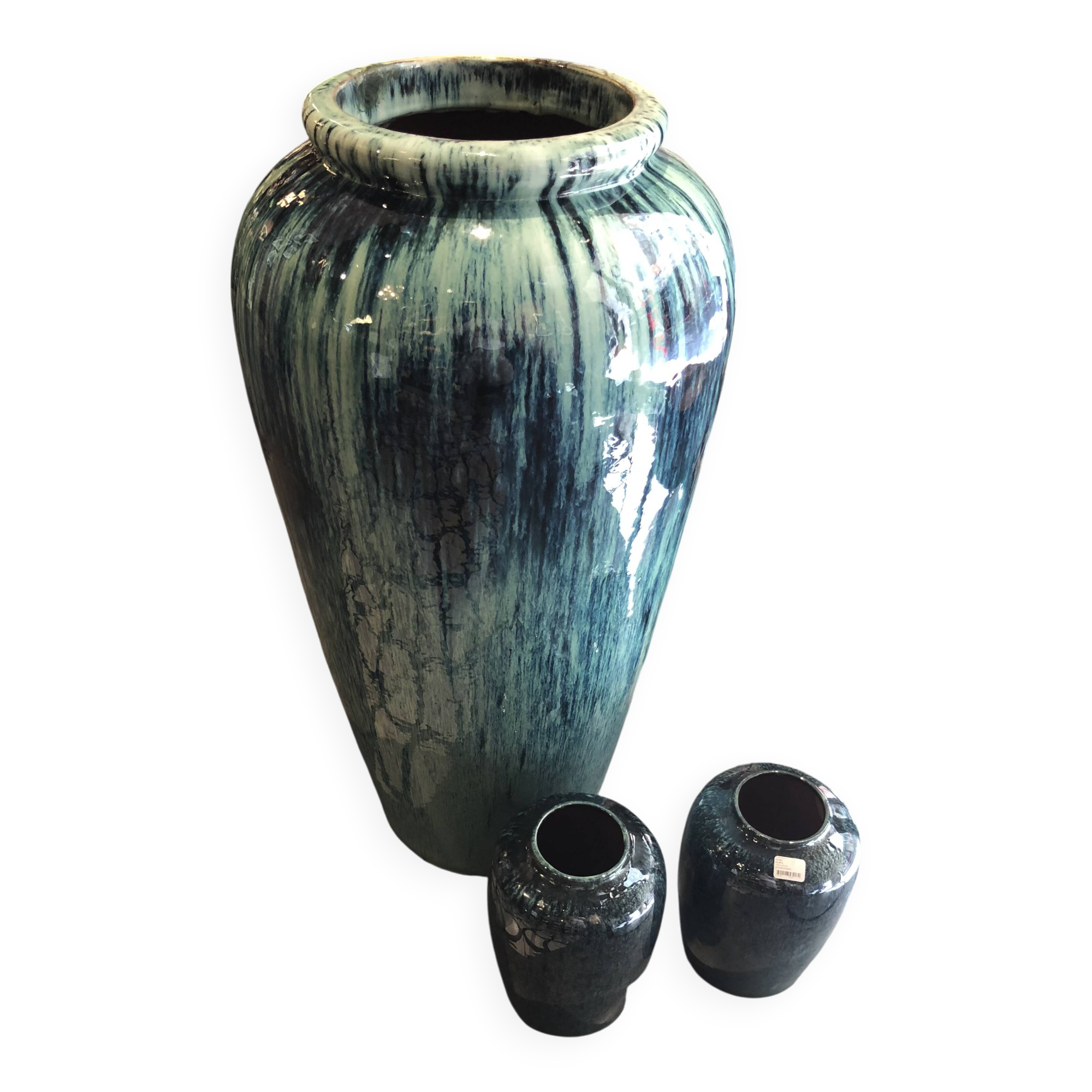 Jarres grande taille Bleu indigo céramique vernie compagnie des Indes