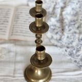 Antique 3-branch candelabra in patinated brass