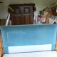 Wooden canopy bed with velvet headboard 190 cm / 140 cm