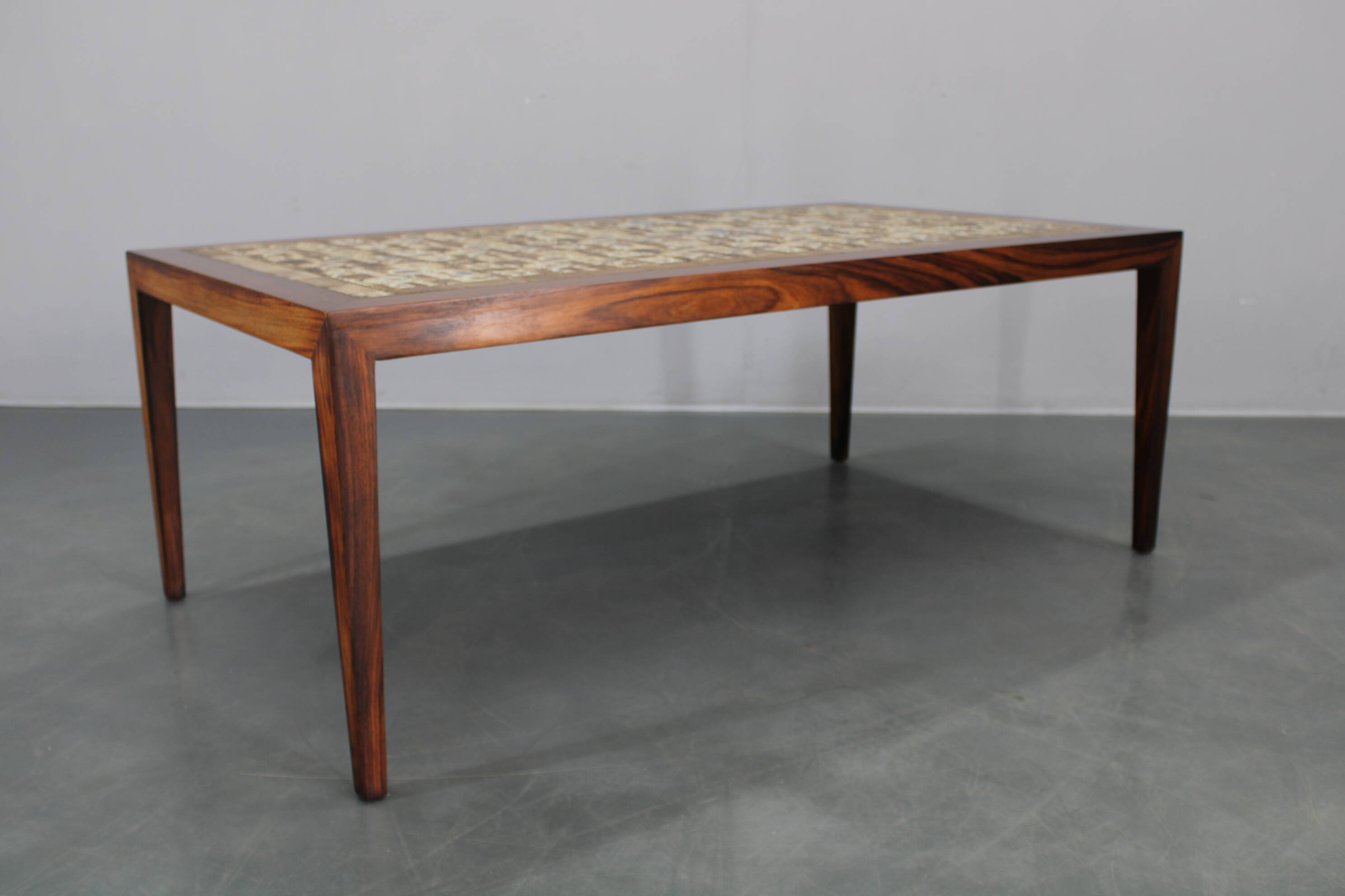 Mid-century Danish Haslev Mobelsnedkeri coffee table with Royal Copenhagen ceramic tiles