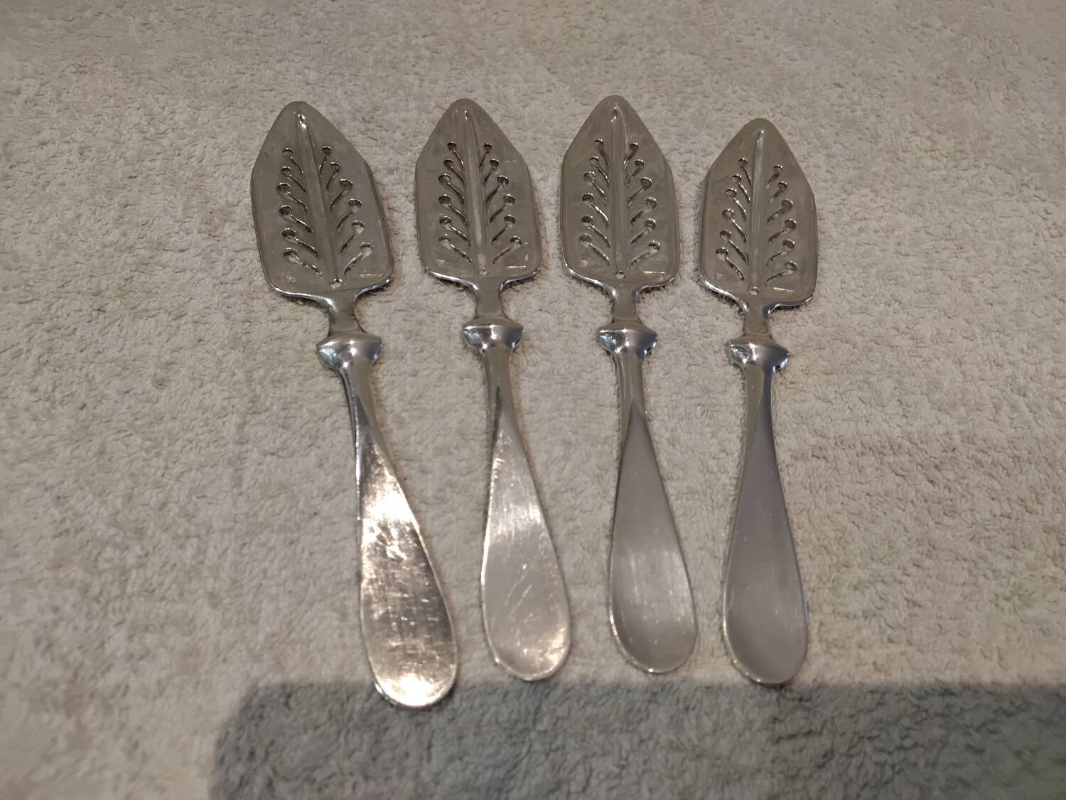 4 silver-plated absinthe spoons by Christofle, 17.5cm
