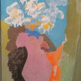 Still life painting - vase with flowers - dated 1972 signed - oil on panel