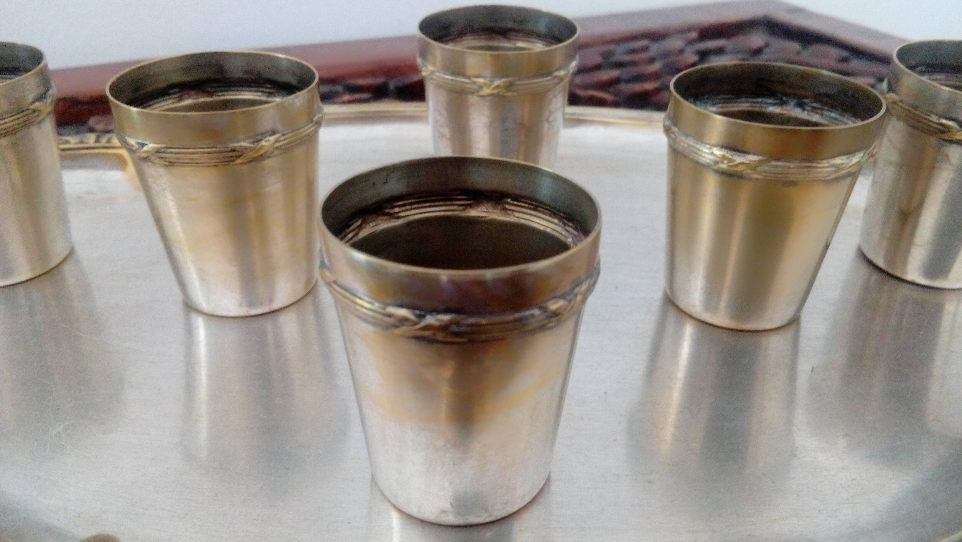 Silver metal liquor service