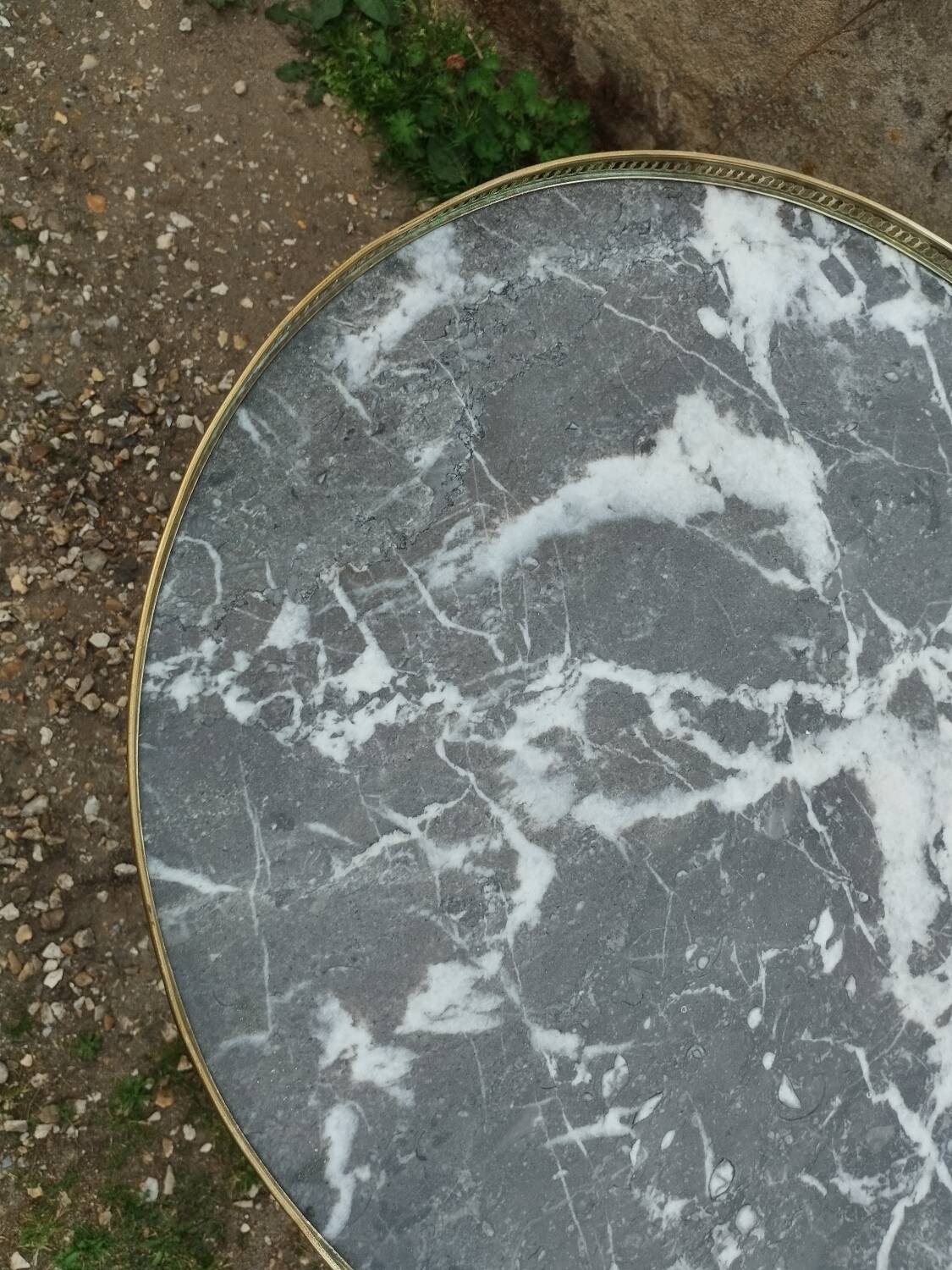 Antique bouillotte table with marble top, Louis XVI style