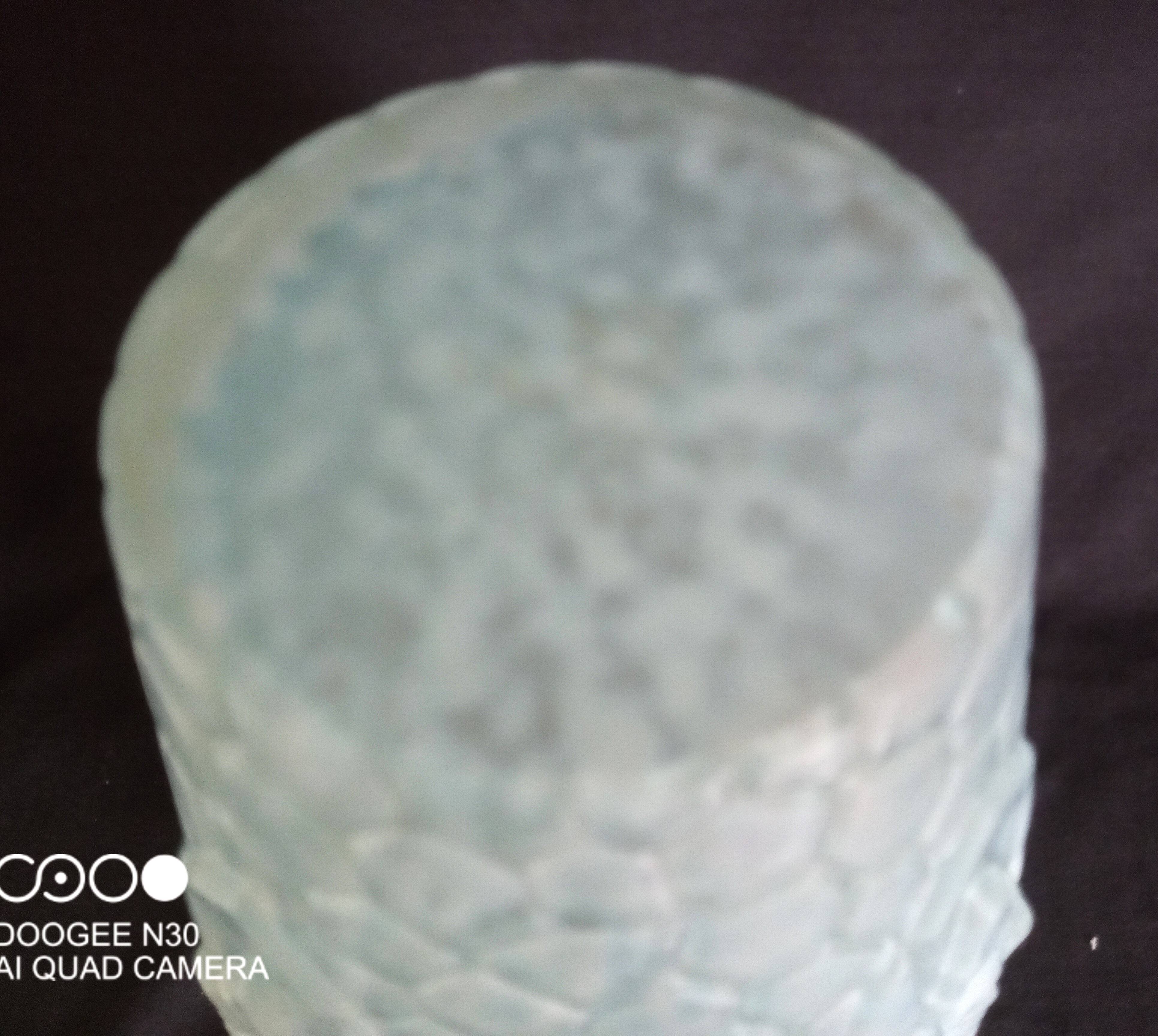 Art Deco vase in pressed molded glass paste, speckled blue color, h - 29