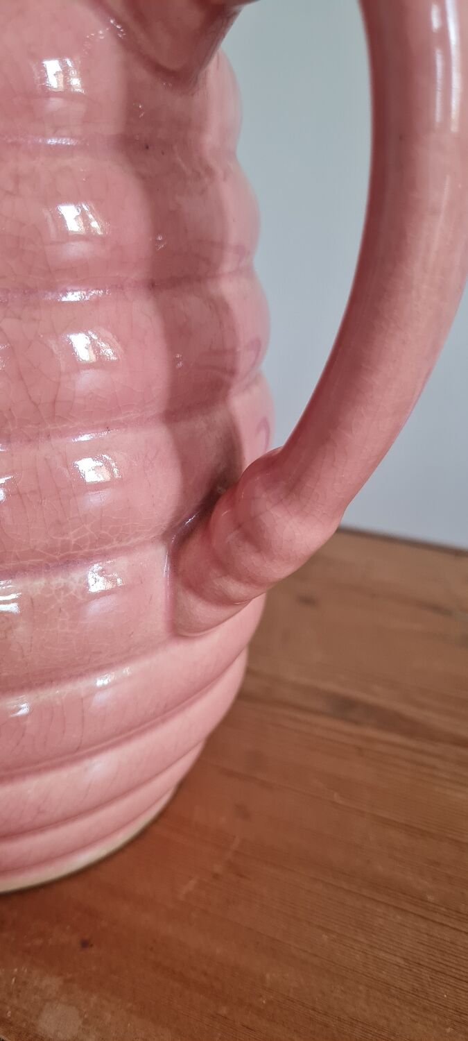 Glazed stoneware pitcher