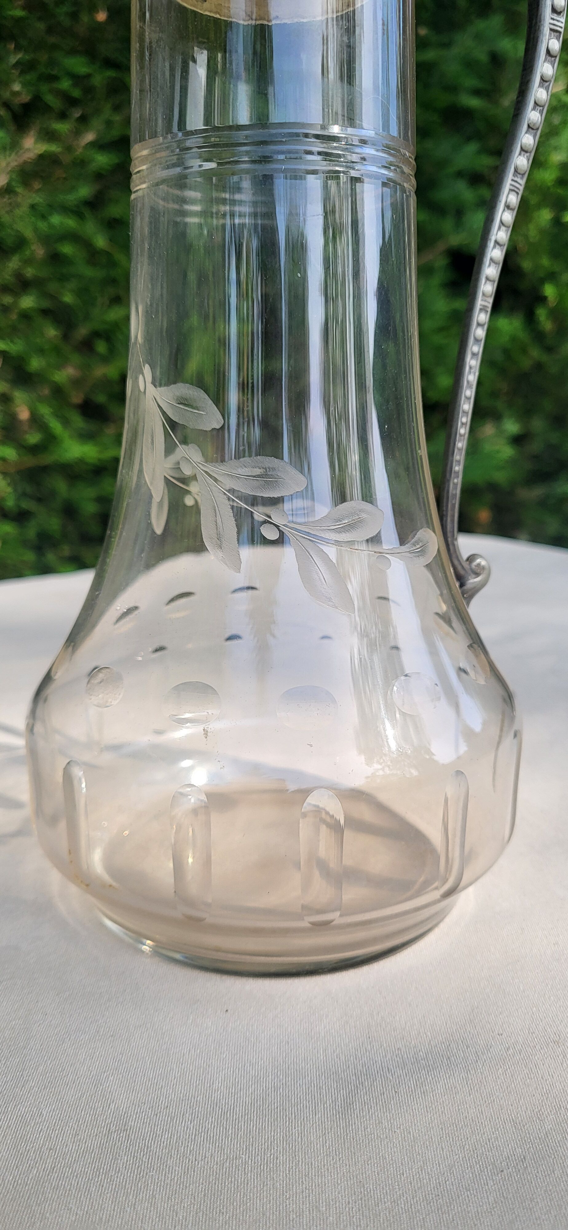 Pair of crystal and pewter jugs
