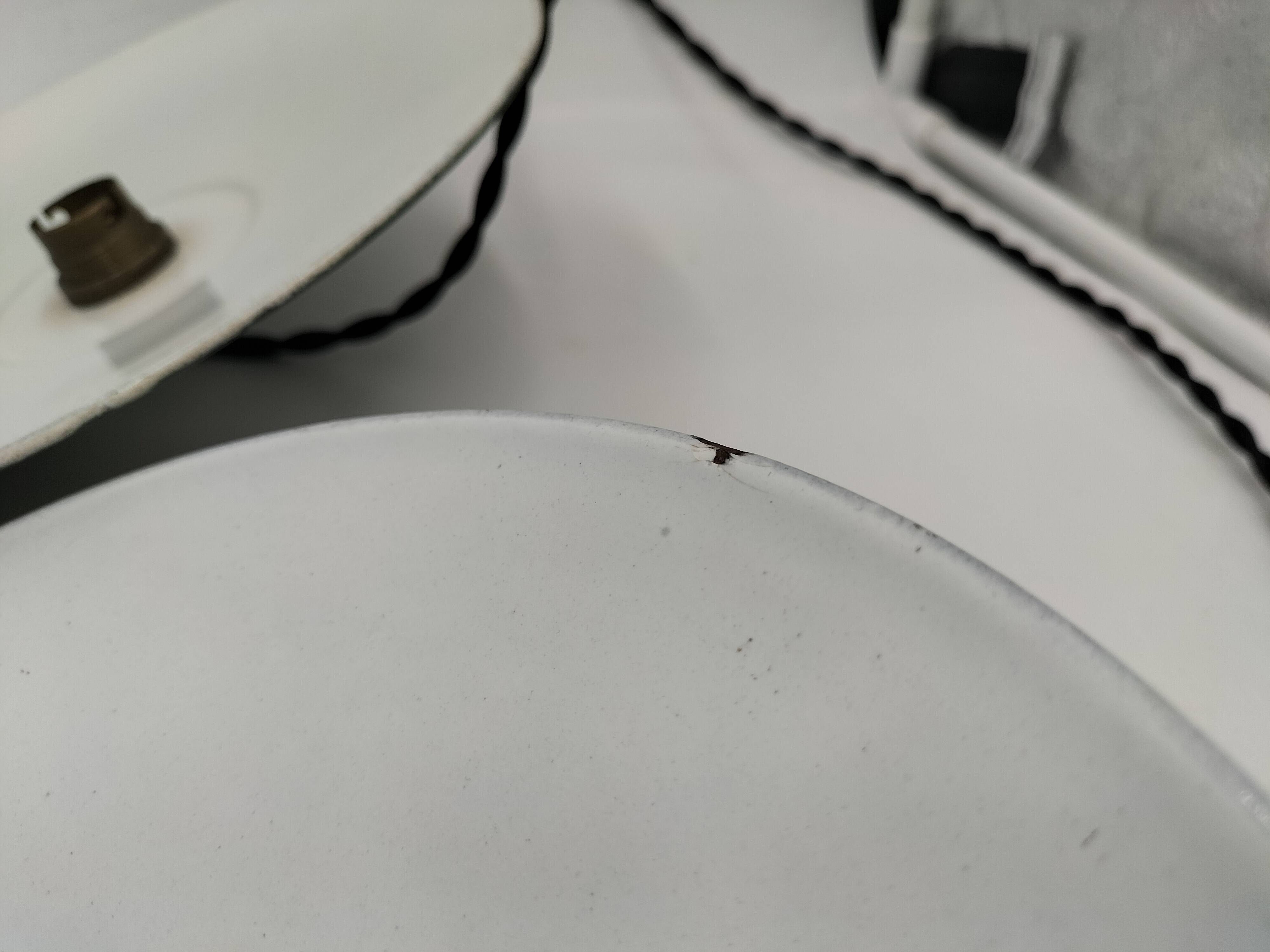 Enameled sheet metal pendant lights