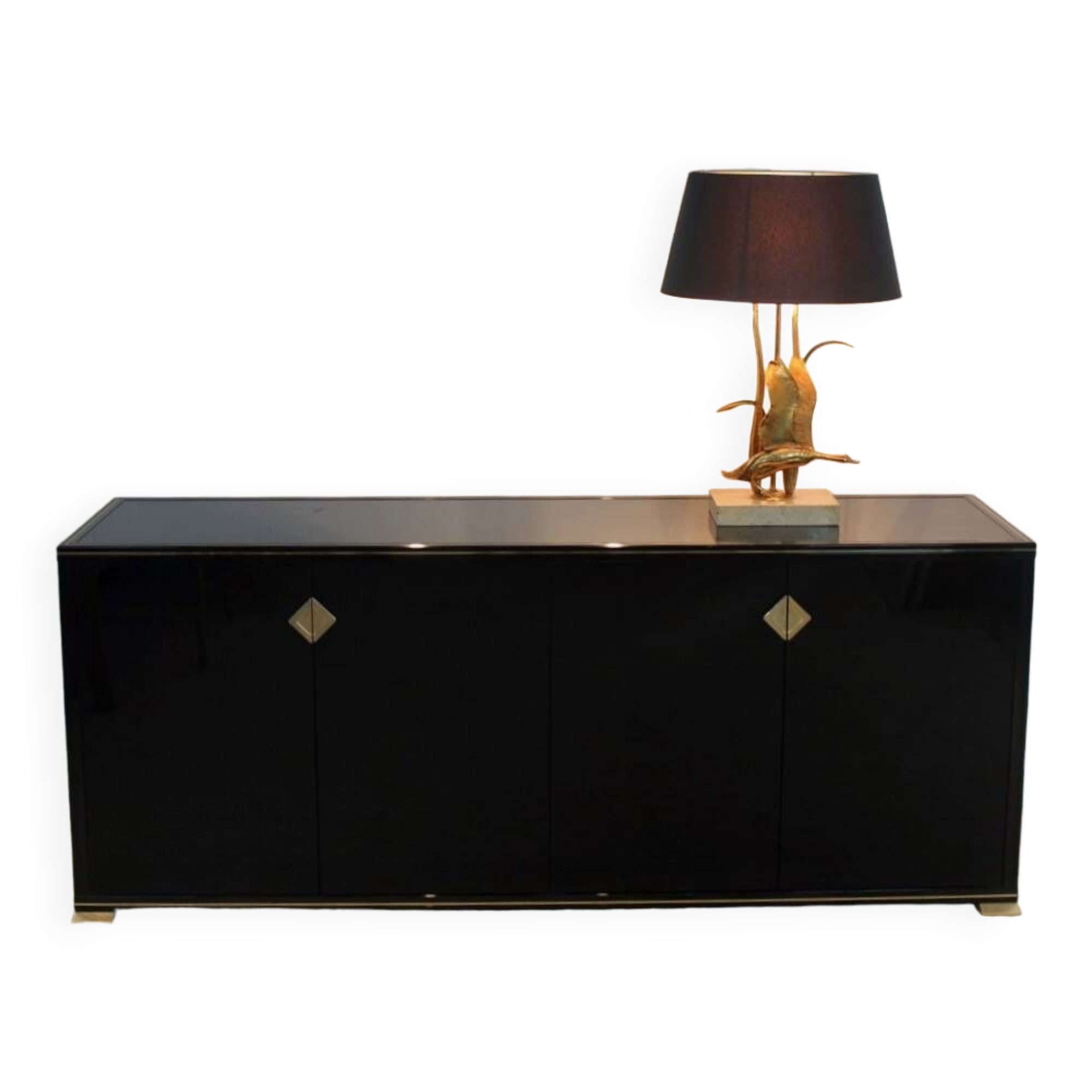 Pierre Vandel Paris Black Lacquered French Sideboard