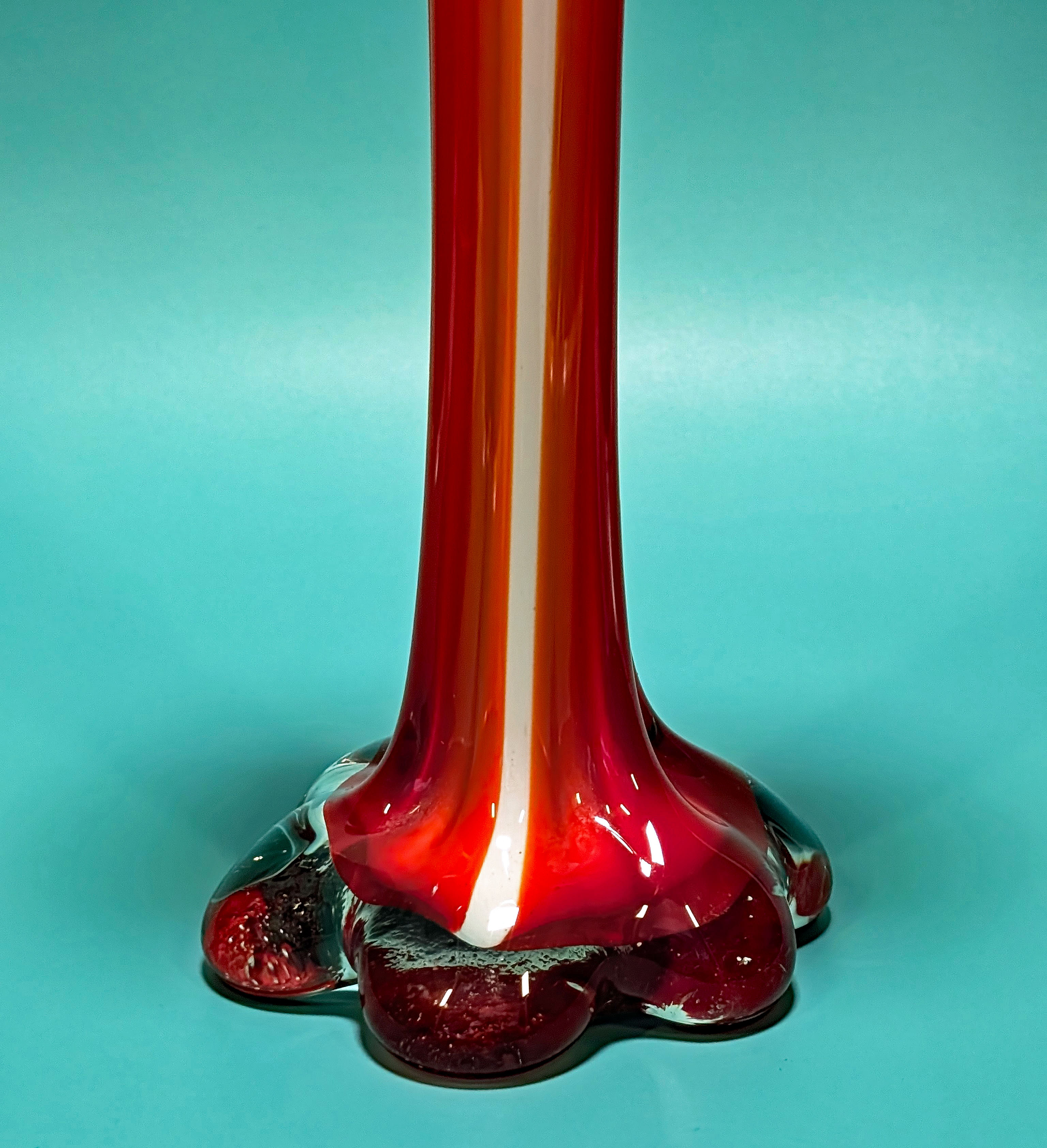 Murano Vase Soliflore "Coral" Vintage 60's Italy