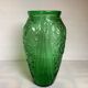 Grand vase verre vert de Julius Stolle art déco