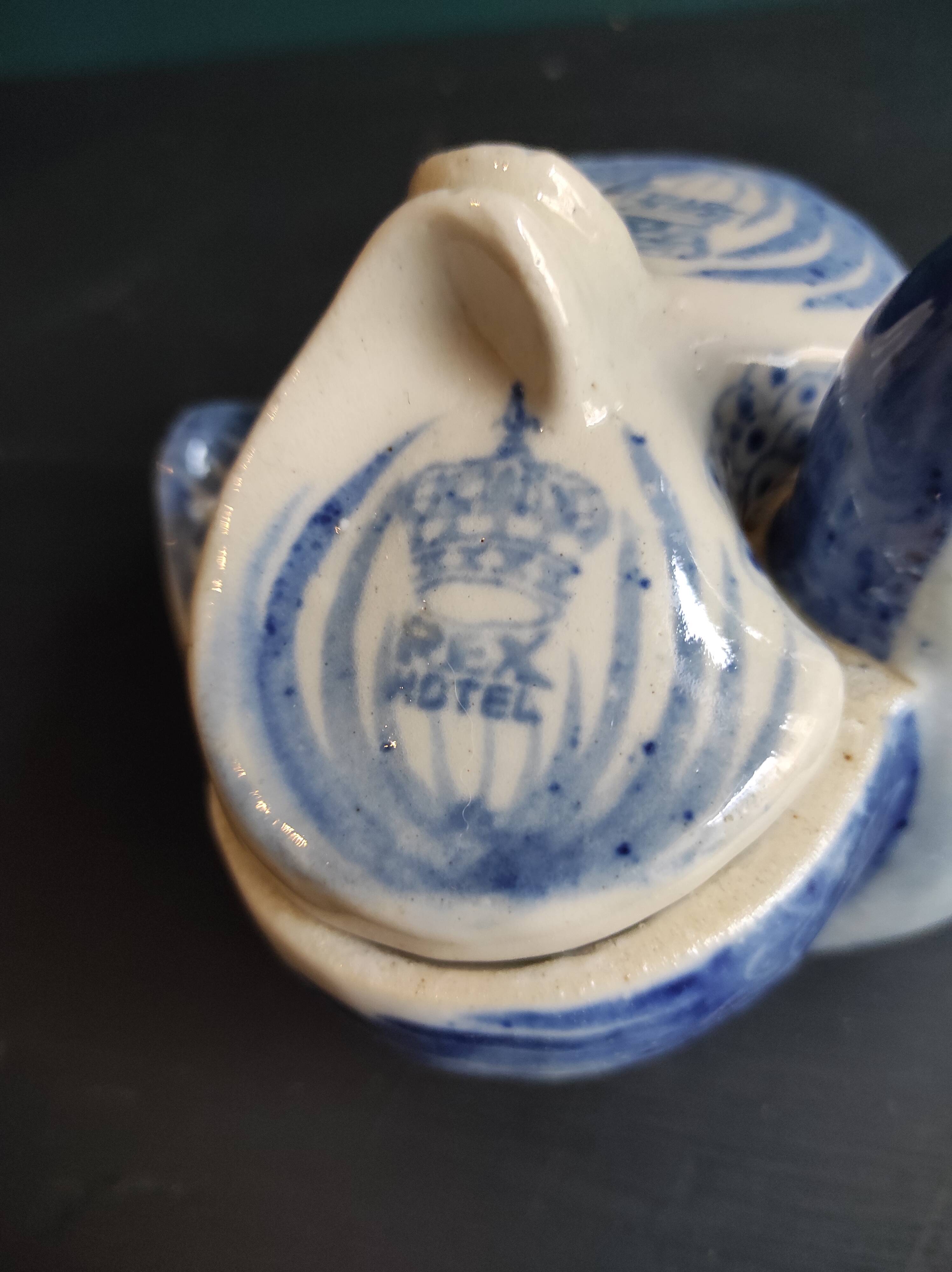 Vintage Vietnamese swan-shaped salt and pepper holder